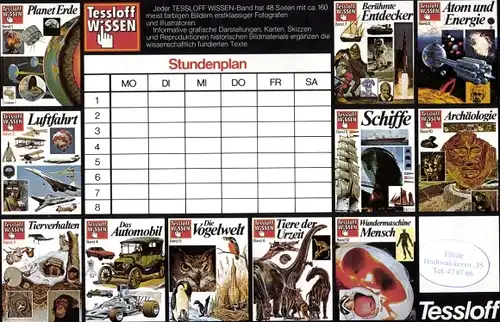 Stundenplan Tessloff Verlag, Was ist Was, Wissen für junge Leser um 1980