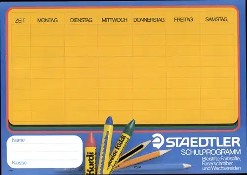 Stundenplan Staedtler Bleistifte, Farbstifte, Faserschreiber um 1970