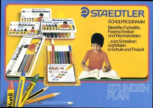 Stundenplan Staedtler Bleistifte, Farbstifte, Faserschreiber um 1970