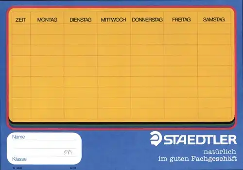 Stundenplan Staedtler Markenstifte und Faserschreiber um 1970