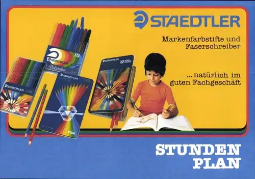 Stundenplan Staedtler Markenstifte und Faserschreiber um 1970