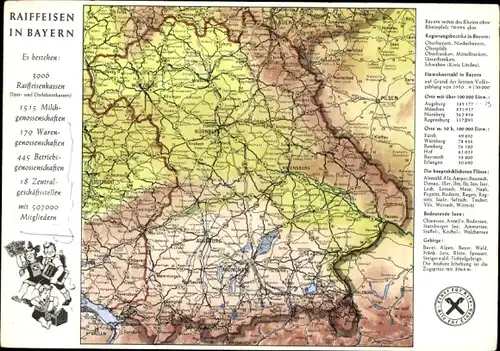 Stundenplan Raiffeisen Bank Bayern, Landkarte um 1960