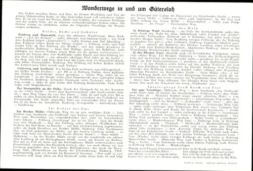 Stundenplan Städtische Sparkasse Gütersloh, Wanderwege in und um Gütersloh um 1960