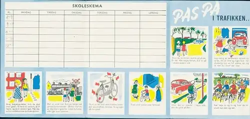 Stundenplan - Pass auf im Straßenverkehr - Dänemark - Verkehrsschilder um 1970