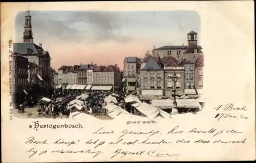 Ak 's Hertogenbosch Den Bosch Nordbrabant Niederlande, groote markt