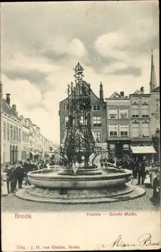 Ak Breda Nordbrabant Niederlande, Fontein, Groote Markt