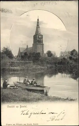 Ak Boxtel Nordbrabant Niederlande, Bootspartie, Kirche