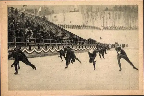 Sammelbild Olympia 1932 Bild Nr. 192, Evensen gewinnt den zweiten Vorlauf des 5000m Laufes