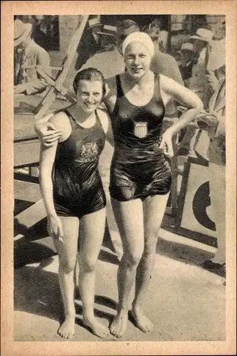 Sammelbild Olympia 1932 Bild Nr. 98, 100m Freistilschwimmen Frauen, Helene Madison, W. den Ouden