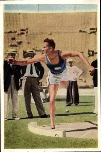 Sammelbild Olympia 1932 Bild Nr. 83, Kugelstoßen, Achilles Järvinen