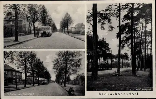 Ak Berlin Treptow Bohnsdorf, Schulzendorfer Straße, Bus, Am Waldesrand