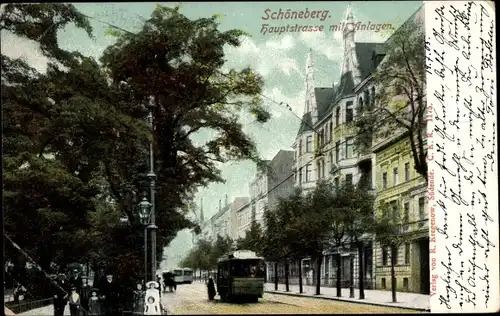 Ak Berlin Schöneberg, Hauptstraße, Anlagen, Straßenbahn
