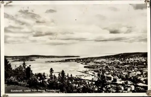 Ak Sundsvall Schweden, Utsikt fran Norra Stadsberget