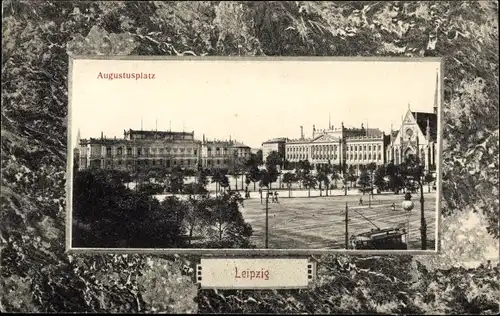 Ak Leipzig in Sachsen, Augustusplatz, Straßenbahn