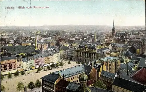 Ak Leipzig in Sachsen, Blick auf die Stadt vom Rathausturm
