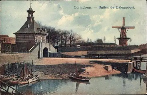 Ak Gorinchem Südholland, Buiten de Dalempoort, Windmühle