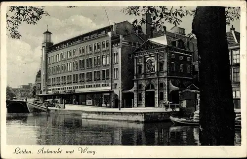 Ak Leiden Südholland Niederlande, Aalmarkt met Waag