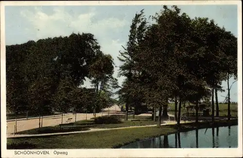 Ak Schoonhoven Südholland, Opweg, Partie am Wasser