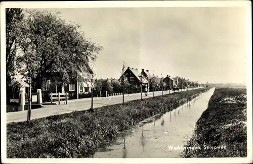 Ak Waddinxveen Südholland, Sniepweg, Partie am Wasser