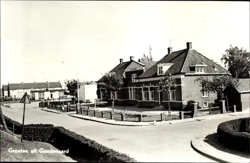 Ak Goudswaard Südholland, Dorfpartie mit Gemeindehaus