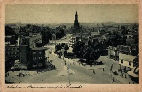 Ak Schiedam Südholland Niederlande, Panorama vanaf de Koemarkt