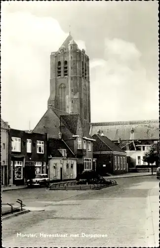 Ak Monster Südholland Niederlande, Havenstraat met Dorpstoren