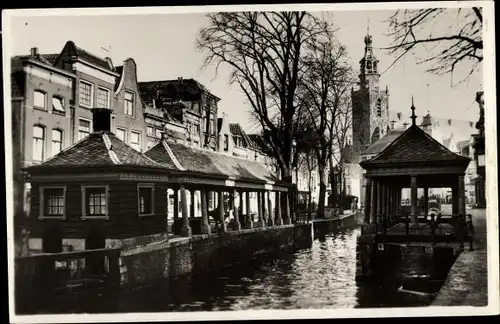 Ak Gouda Südholland Niederlande, Vischmarkt met Korenbeurs