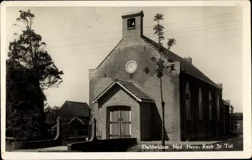 Ak Dubbeldam Dordrecht Südholland Niederlande, Ned. Herv. Kerk 2e Tol