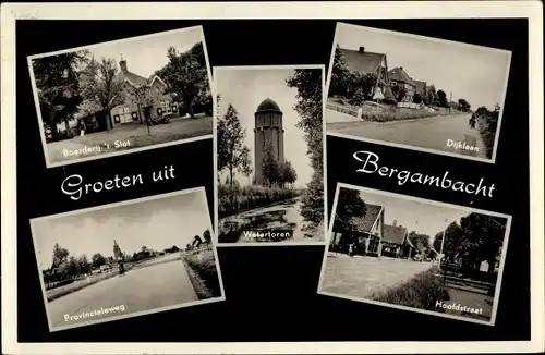 Ak Bergambacht Südholland, Boerderij 't Slot, Watertoren, Dijklaan, Provincialeweg, Hoofdstraat