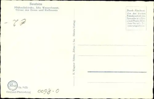 Ak Bautzen in der Oberlausitz, Michaeliskirche, alte Wasserkunst, Türme des Doms und Rathauses