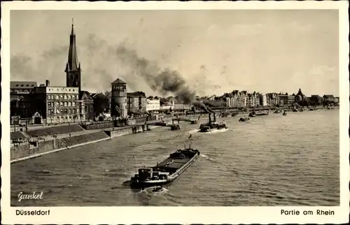 Ak Düsseldorf am Rhein, Partie am Rhein