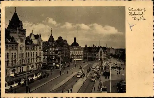 Ak Düsseldorf am Rhein, Bahnhof-Vorplatz