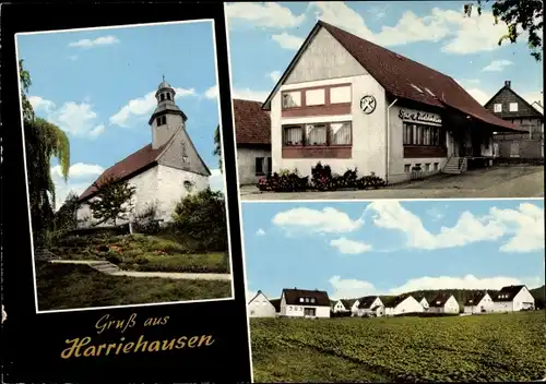 Ak Harriehausen Bad Gandersheim, Kirche, Ortsansicht, Bank