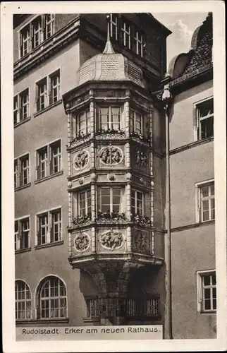 Ak Rudolstadt in Thüringen, Erker am neuen Rathaus