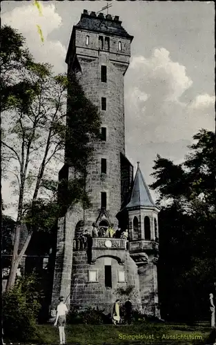 Ak Marburg an der Lahn, Aussichtsturm, Waldgaststätte Spiegelslust