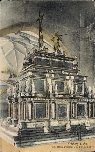 Ak Freiberg in Sachsen, Kurf. Moritz Denkmal in der Fürstengruft