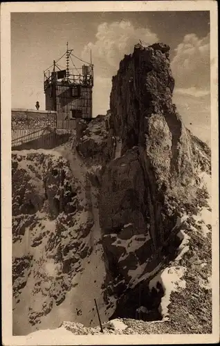 Ak Zugspitze, Westgipfel, Münchner Haus, meteor. Turm