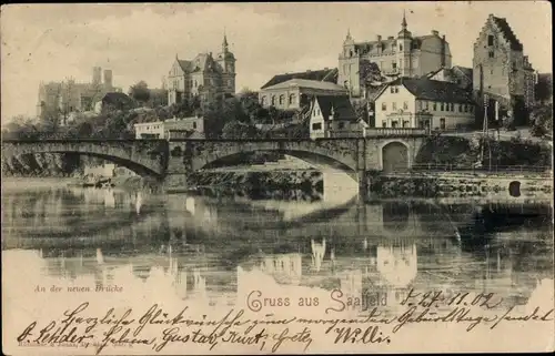 Ak Saalfeld an der Saale Thüringen, An der neuen Brücke