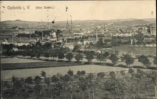 Ak Oelsnitz im Vogtland, Ortsansicht von Süden