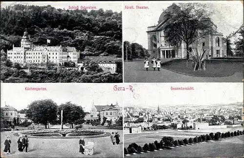 Ak Gera in Thüringen, Schloss Osterstein, Fürstliches Theater, Küchengarten, Gesamtansicht