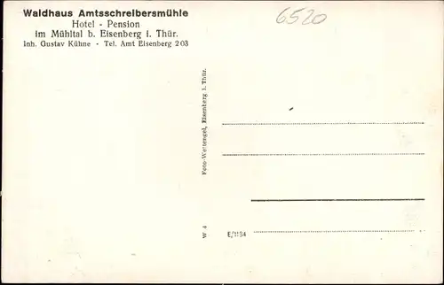 Ak Eisenberg in Thüringen, Waldhaus Amtsschreibersmühle, Bes. Gustav Kühne