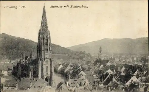 Ak Freiburg im Breisgau, Münster mit Schlossberg