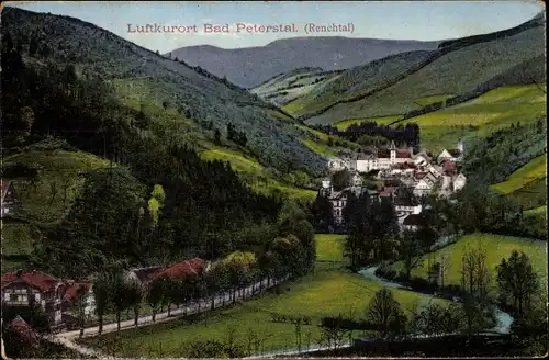 Ak Bad Peterstal Griesbach Baden Württemberg, Blick ins Tal auf den Ort, Berge