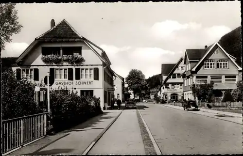 Ak Mitteltal Baiersbronn im Schwarzwald, Straßenansicht, Gasthof Schwert