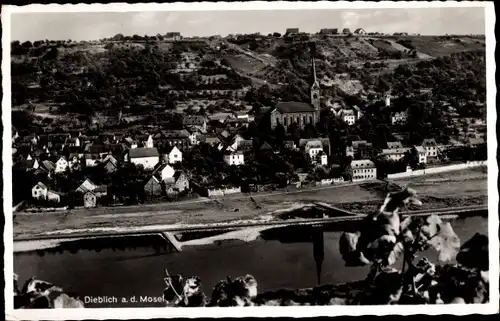 Ak Dieblich an der Mosel, Blick auf den Ort, Kirche