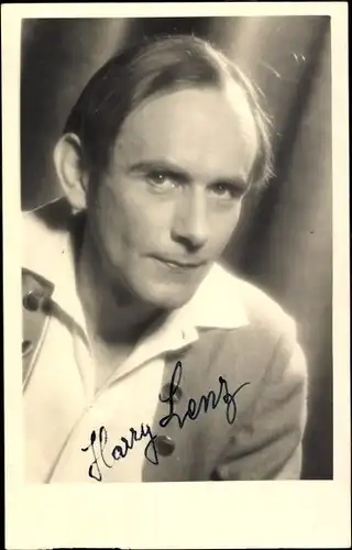 Foto Ak Schauspieler Harry Lenz, Portrait, Autogramm