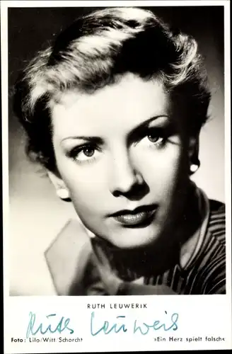 Ak Schauspielerin Ruth Leuwerik, Portrait, Autogramm