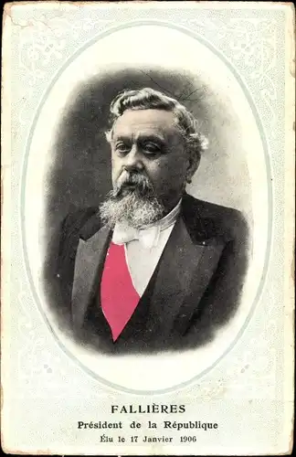 Ak Armand Fallières, President de la Republique Francaise, Portrait