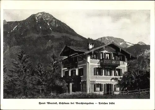 Ak Schönau am Königssee bei Berchtesgaden Oberbayern, Haus Warteck