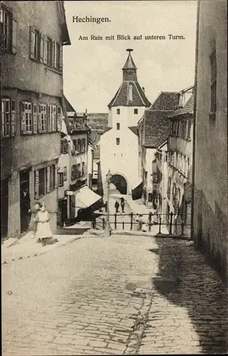 Ak Hechingen Baden Württemberg, Am Rain mit Blick auf unteren Turm